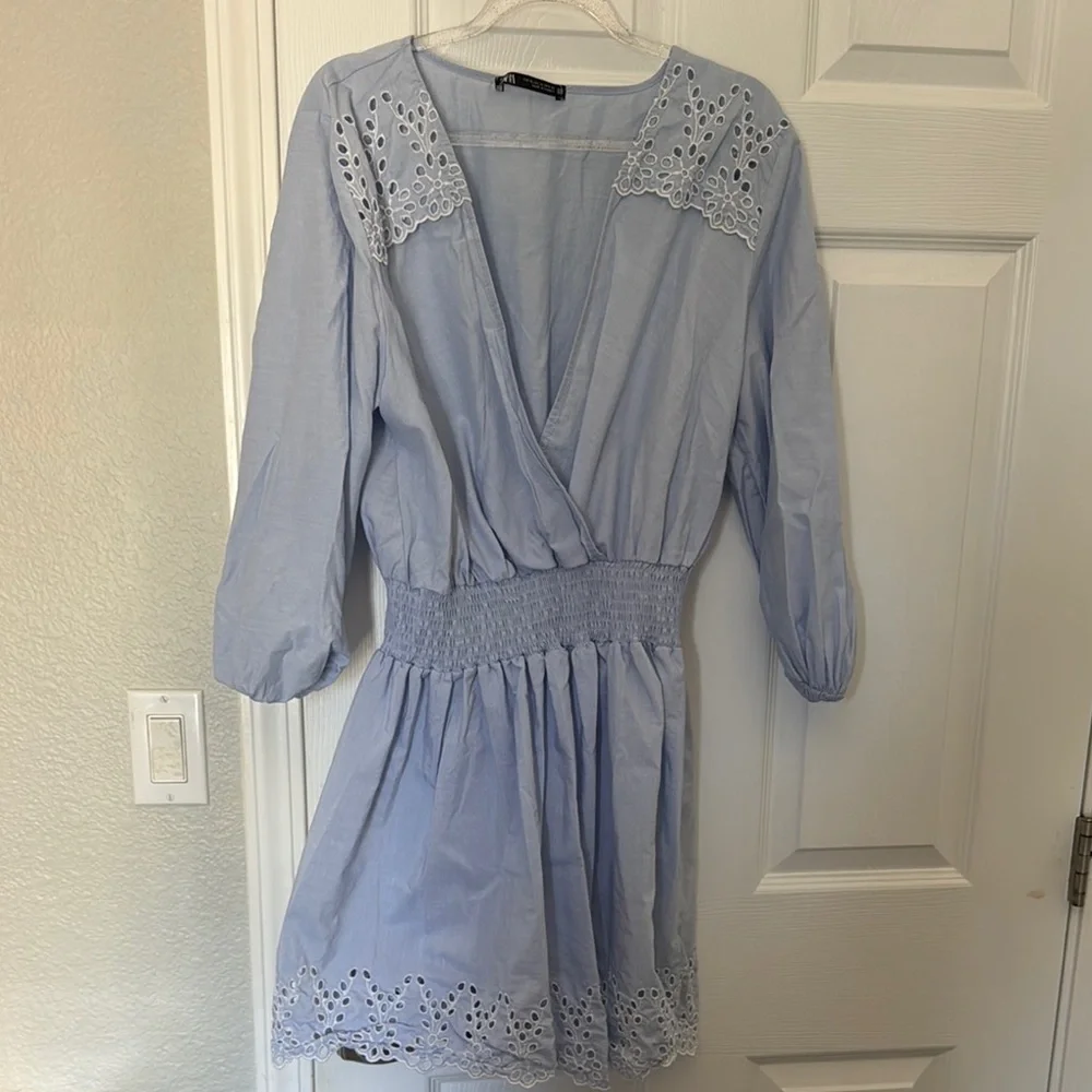zara light blue lace dress Zara Blue Lace Dress